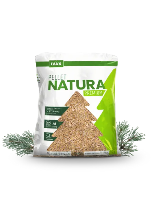 Worek certyfikowanego pelletu Natura Premium produkowanego przez IVAX
